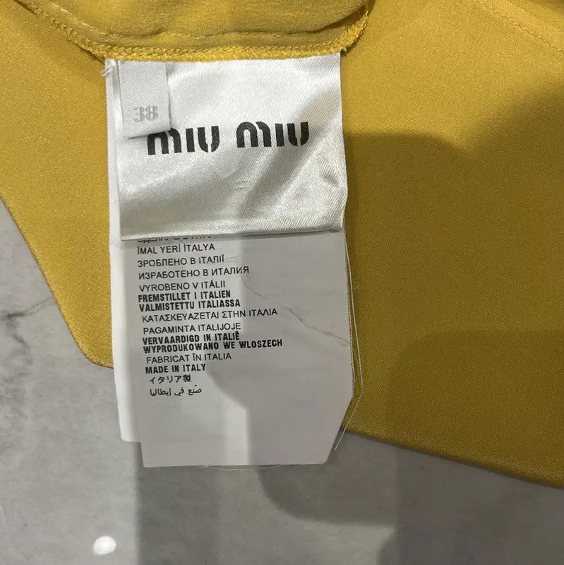 Miu Miu Miu Miu Yellow Silk Short Sleeve Blouse 0089 Size S / US 4 / IT 40 - 4 Thumbnail
