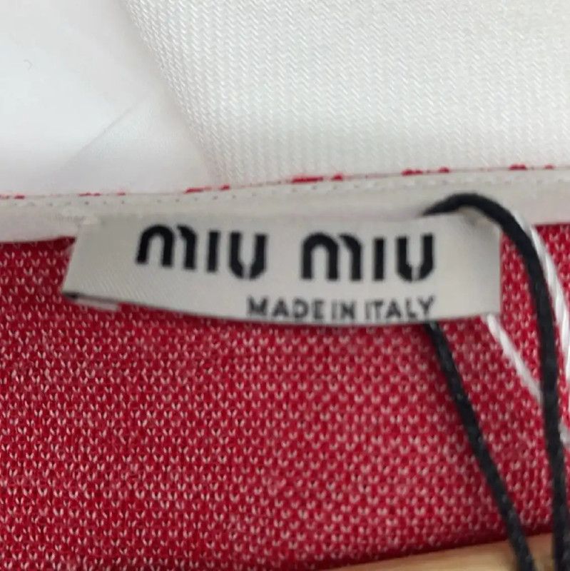 Miu Miu Miu Miu Red Houndstooth Long Sleeve Top 0089 Size M / US 6-8 / IT 42-44 - 3 Thumbnail