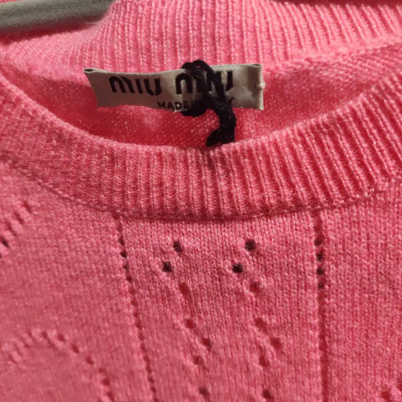 Miu Miu Miu Miu Pink Cashmere Heart Pattern Pullover 0089 Size L / US 10 / IT 46 - 9 Thumbnail