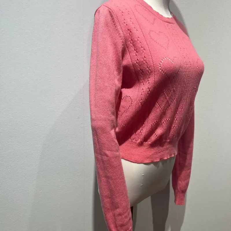 Miu Miu Miu Miu Pink Cashmere Heart Pattern Pullover 0089 Size L / US 10 / IT 46 - 2 Thumbnail