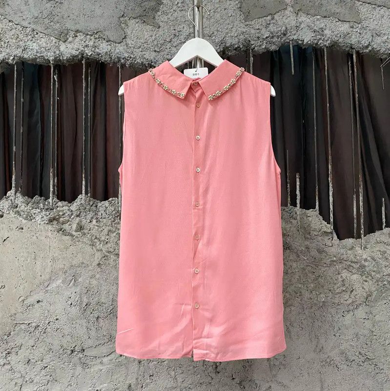 Miu Miu Miu Miu Summer Pink Dress with Beaded Collar 0089 Size ONE SIZE - 2 Thumbnail