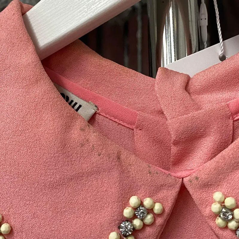 Miu Miu Miu Miu Summer Pink Dress with Beaded Collar 0089 Size ONE SIZE - 5 Thumbnail