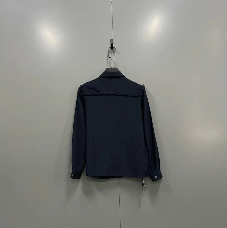 Miu Miu Miu Miu Navy Long Sleeve Button-Up Shirt 0089 Size ONE SIZE - 2 Thumbnail