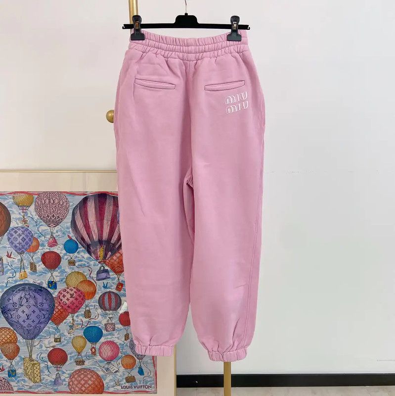 Miu Miu Miu Miu Pink Cotton Casual Pants for Women 0089 Size 23" - 2 Thumbnail