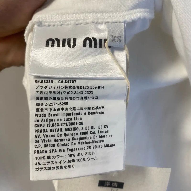 Miu Miu Miu Miu White Cotton T-Shirt for Women 0089 Size XS / US 0-2 / IT 36-38 - 5 Thumbnail
