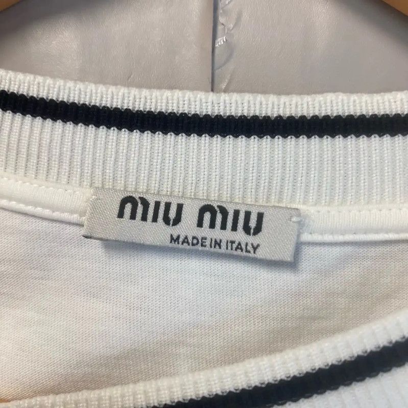 Miu Miu Miu Miu White Cotton T-Shirt for Women 0089 Size XS / US 0-2 / IT 36-38 - 4 Thumbnail