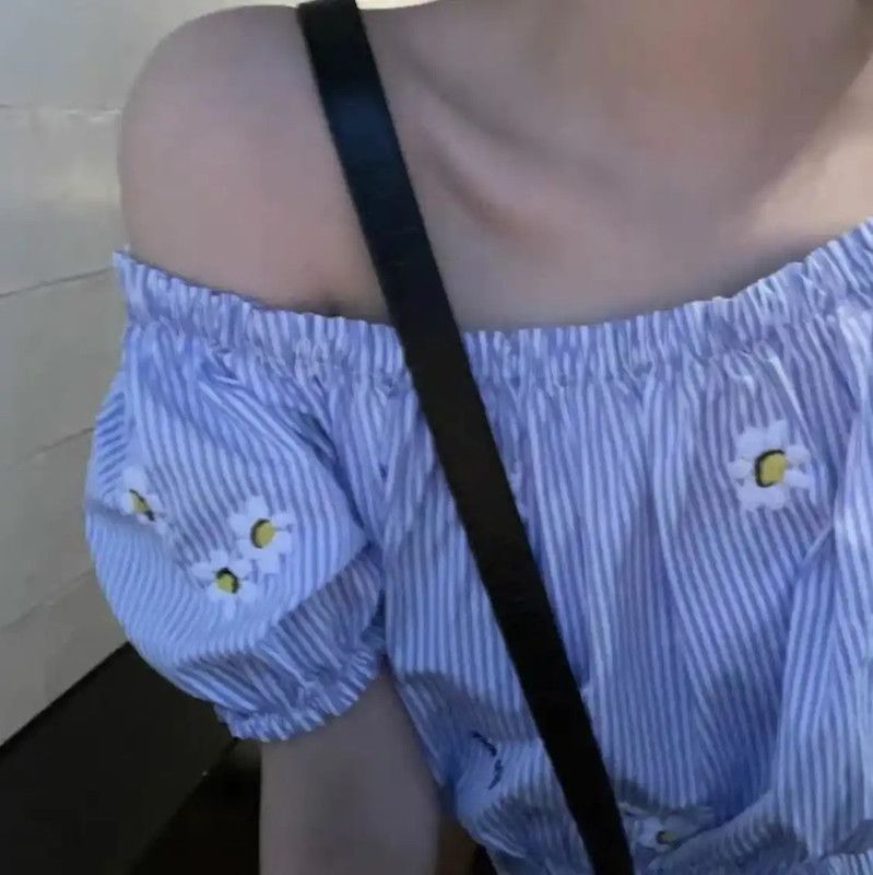 Miu Miu Miu Miu Blue Off-Shoulder Women's Top 0089 Size L / US 10 / IT 46 - 2 Thumbnail