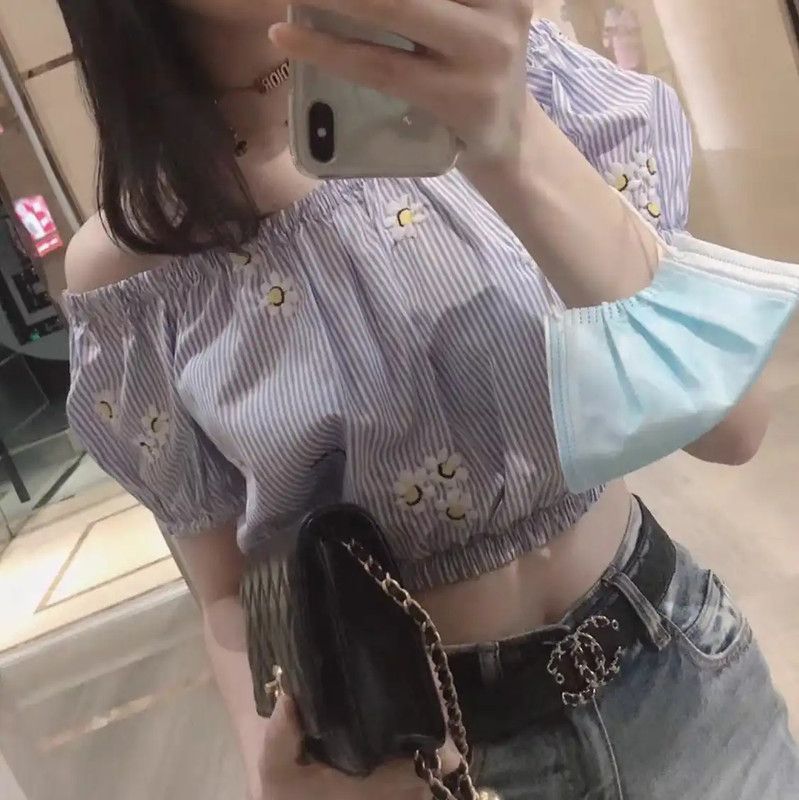 Miu Miu Miu Miu Blue Off-Shoulder Women's Top 0089 Size L / US 10 / IT 46 - 5 Thumbnail