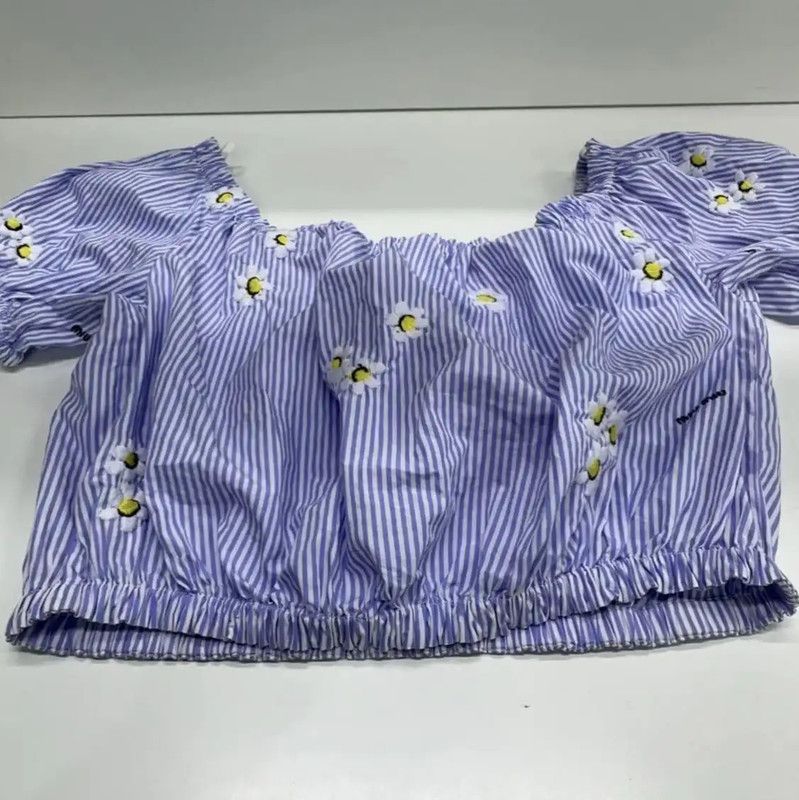 Miu Miu Miu Miu Blue Off-Shoulder Women's Top 0089 Size L / US 10 / IT 46 - 8 Thumbnail