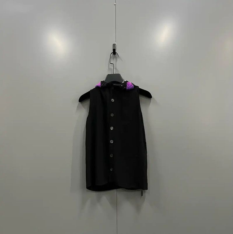 Miu Miu Miu Miu Black Short Sleeve Cotton T-Shirt 0089 Size ONE SIZE - 2 Thumbnail