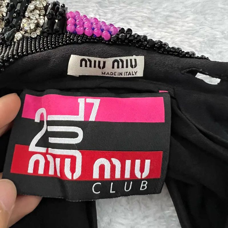 Miu Miu Miu Miu Black Short Sleeve Cotton T-Shirt 0089 Size ONE SIZE - 3 Thumbnail
