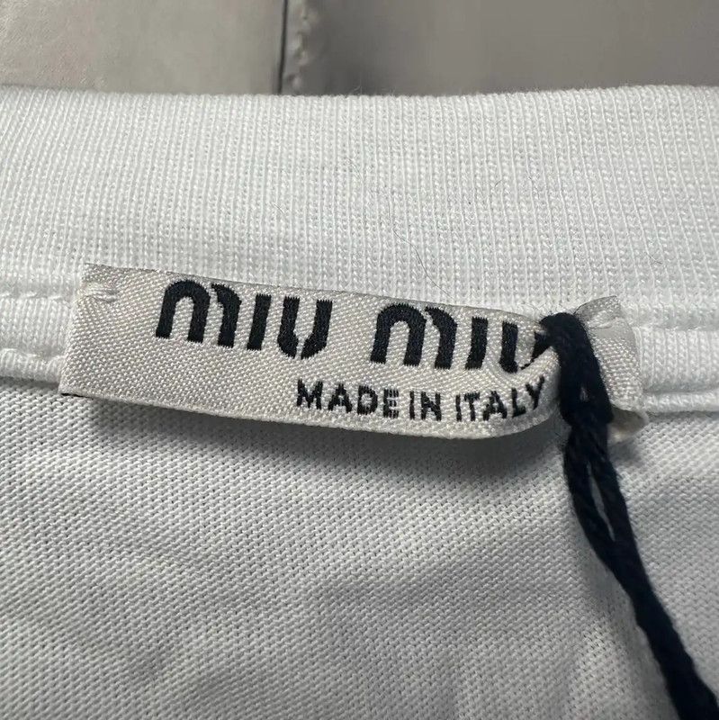 Miu Miu Miu Miu White Cotton Women's T-Shirt 0089 Size XS / US 0-2 / IT 36-38 - 4 Thumbnail