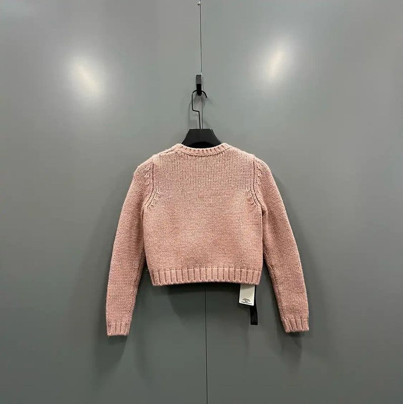 Miu Miu Miu Miu Pink Wool Long Sleeve Sweater 0089 Size ONE SIZE - 3 Thumbnail