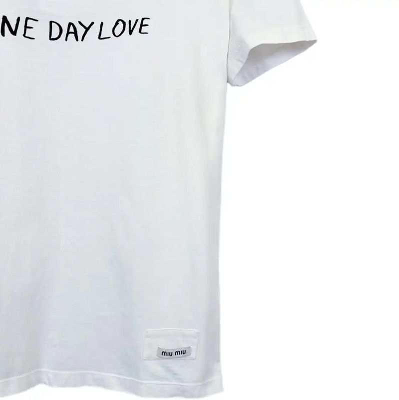 Miu Miu Miu Miu Summer White Cotton T-Shirt 0089 Size M / US 6-8 / IT 42-44 - 4 Thumbnail
