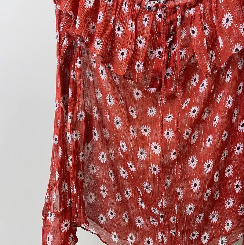 Miu Miu Miu Miu Red Silk Women's T-Shirt 0089 Size S / US 4 / IT 40 - 4 Thumbnail