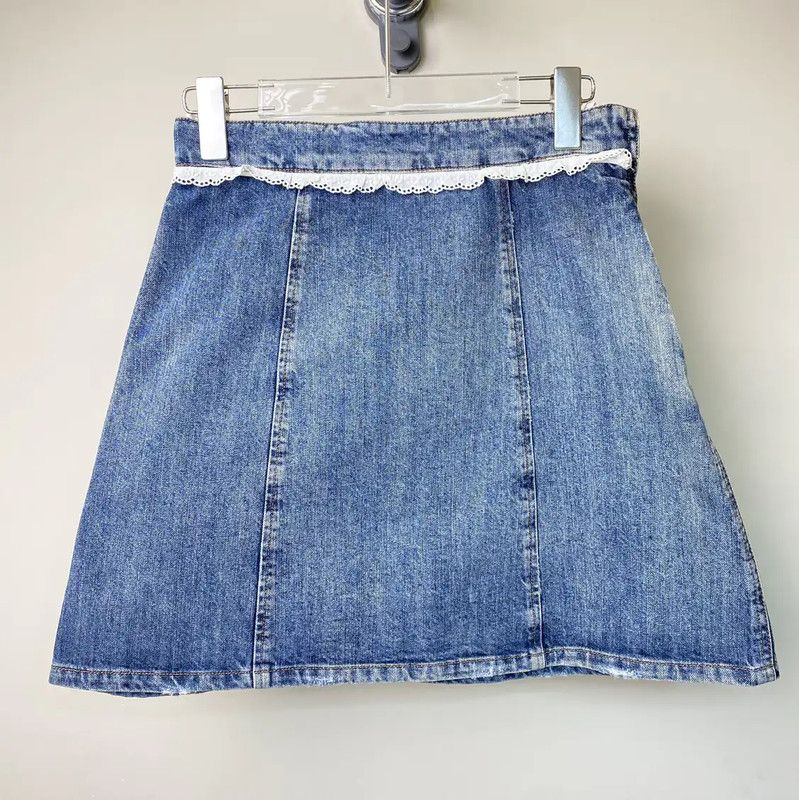 Miu Miu Miu Miu Blue Cotton Women's Skirt 0089 Size 23" - 2 Thumbnail