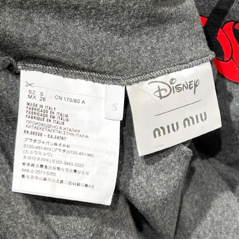 Miu Miu Miu Miu Gray Cotton T-Shirt with Minnie Mouse 0089 Size XS / US 0-2 / IT 36-38 - 6 Thumbnail