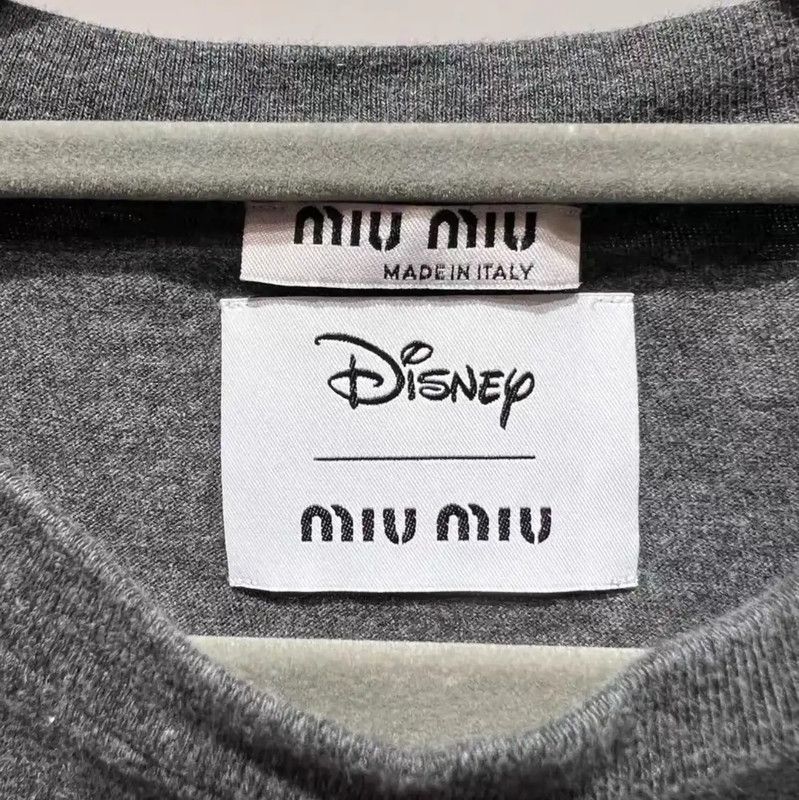Miu Miu Miu Miu Gray Cotton T-Shirt with Minnie Mouse 0089 Size XS / US 0-2 / IT 36-38 - 5 Thumbnail