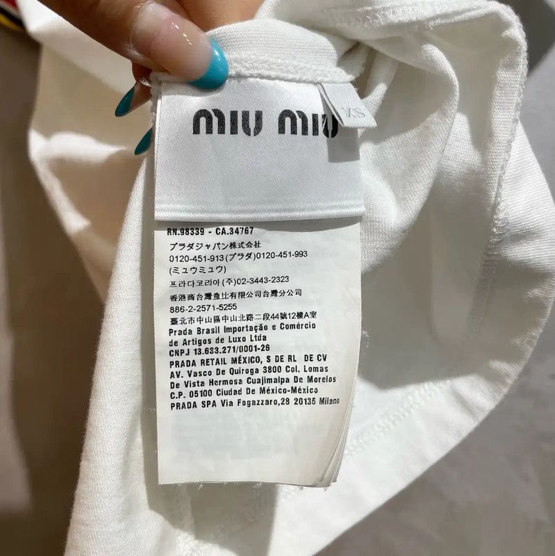 Miu Miu Miu Miu White Cotton Women's T-Shirt 0089 Size XS / US 0-2 / IT 36-38 - 6 Thumbnail