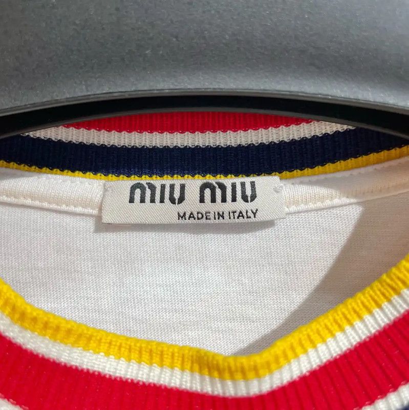 Miu Miu Miu Miu White Cotton Women's T-Shirt 0089 Size XS / US 0-2 / IT 36-38 - 5 Thumbnail