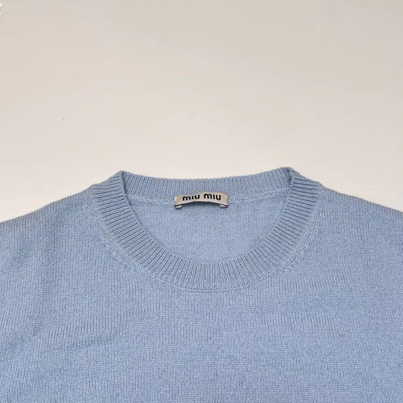 Miu Miu Miu Miu Blue Short Sleeve Summer Sweater 0089 Size S / US 4 / IT 40 - 4 Thumbnail