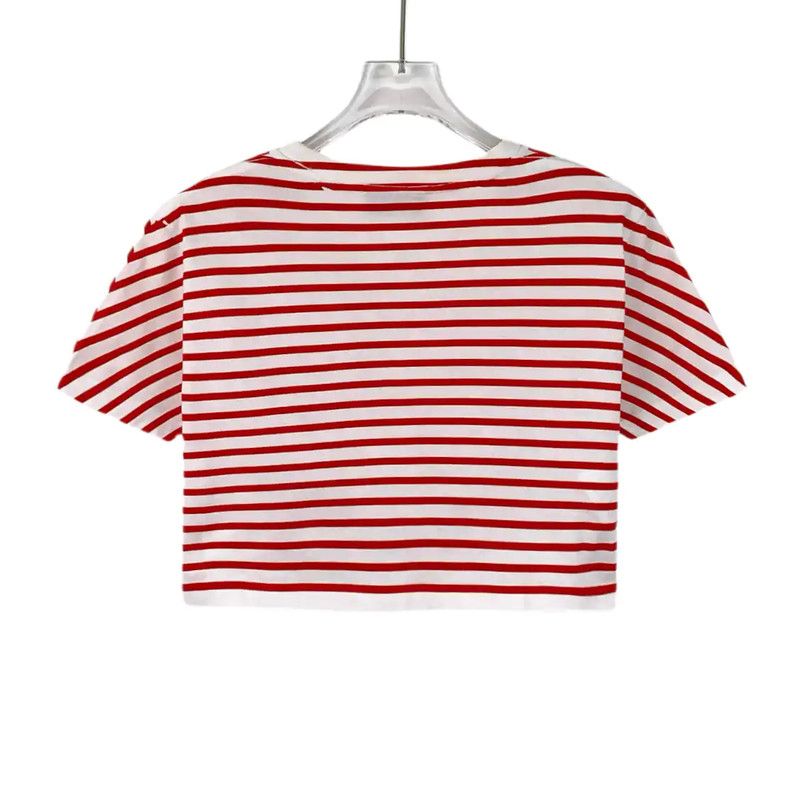 Miu Miu Miu Miu Red Striped Cotton T-Shirt 0089 Size XS / US 0-2 / IT 36-38 - 2 Thumbnail