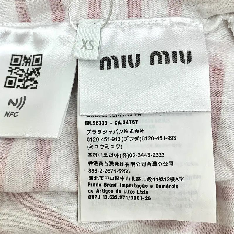 Miu Miu Miu Miu Red Striped Cotton T-Shirt 0089 Size XS / US 0-2 / IT 36-38 - 6 Thumbnail