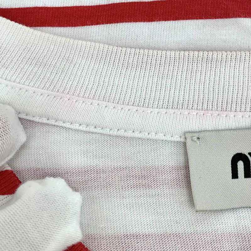 Miu Miu Miu Miu Red Striped Cotton T-Shirt 0089 Size XS / US 0-2 / IT 36-38 - 10 Thumbnail