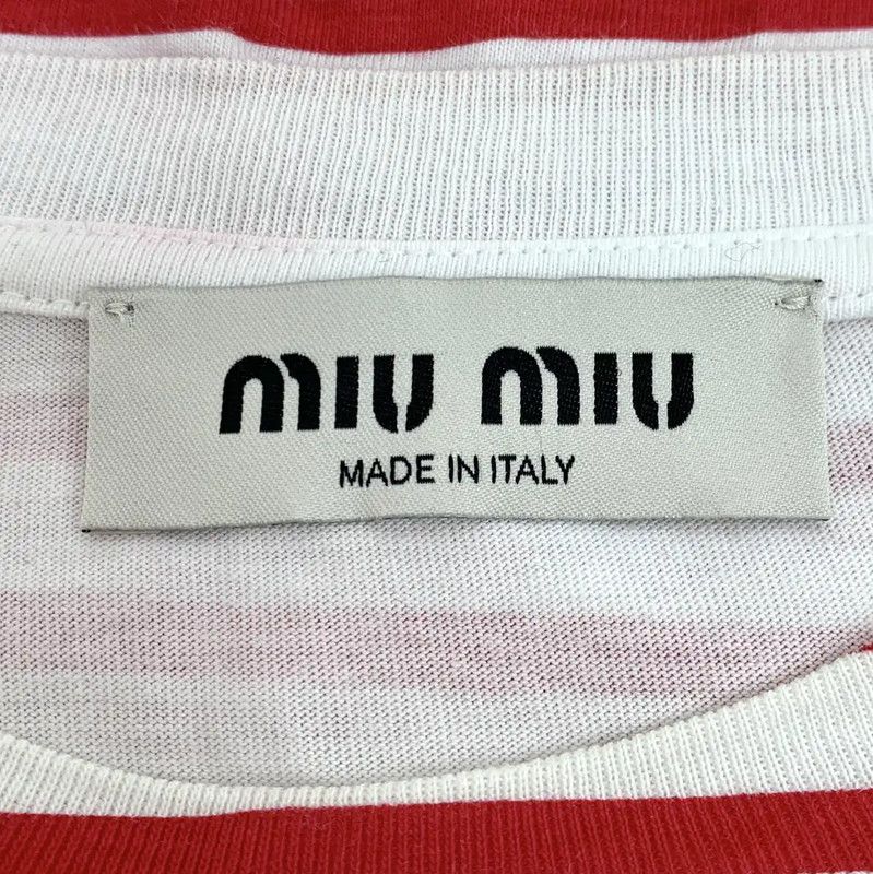 Miu Miu Miu Miu Red Striped Cotton T-Shirt 0089 Size XS / US 0-2 / IT 36-38 - 5 Thumbnail