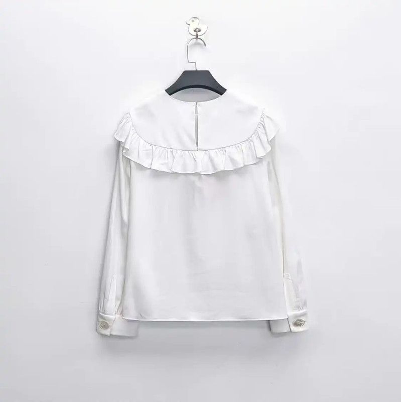 Miu Miu Miu Miu White Silk Floral Long Sleeve Shirt 0089 Size M / US 6-8 / IT 42-44 - 2 Thumbnail