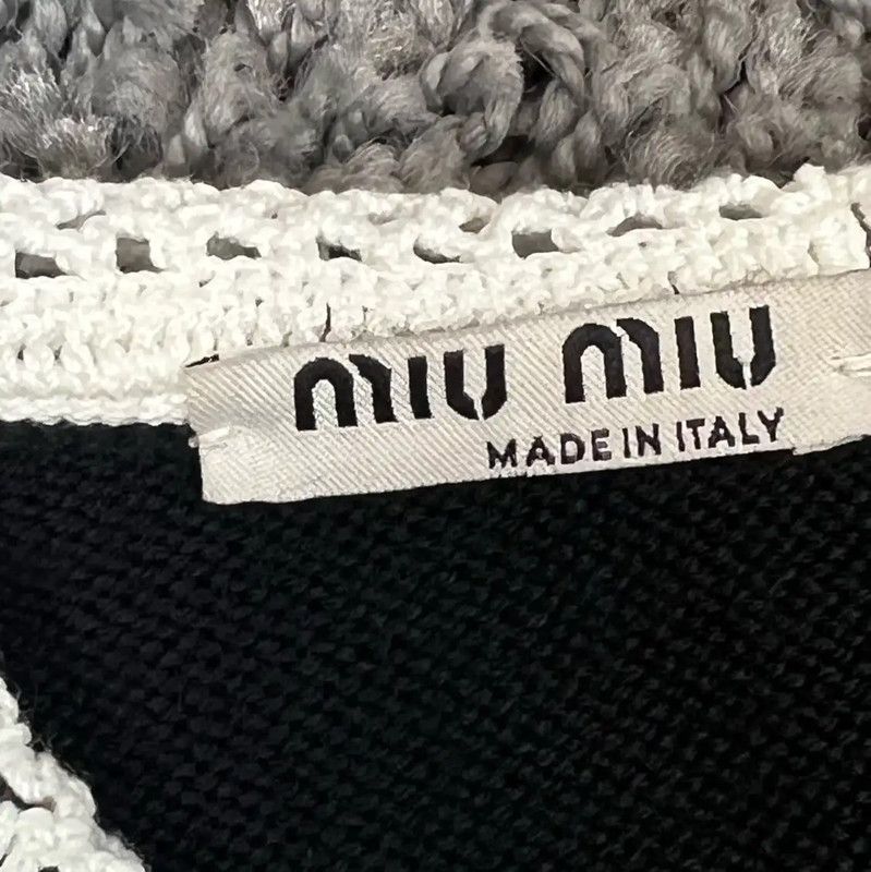 Miu Miu Miu Miu Black Wool Short-Sleeve Sweater 0089 Size S / US 4 / IT 40 - 4 Thumbnail