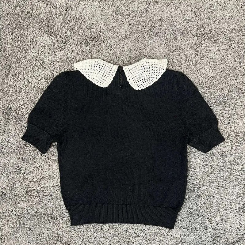 Miu Miu Miu Miu Black Wool Short-Sleeve Sweater 0089 Size S / US 4 / IT 40 - 2 Thumbnail
