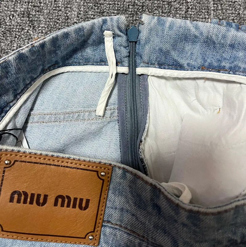 Miu Miu Miu Miu Summer Blue Cotton Skirt 0089 Size 26" / US 2 / IT 38 - 6 Thumbnail