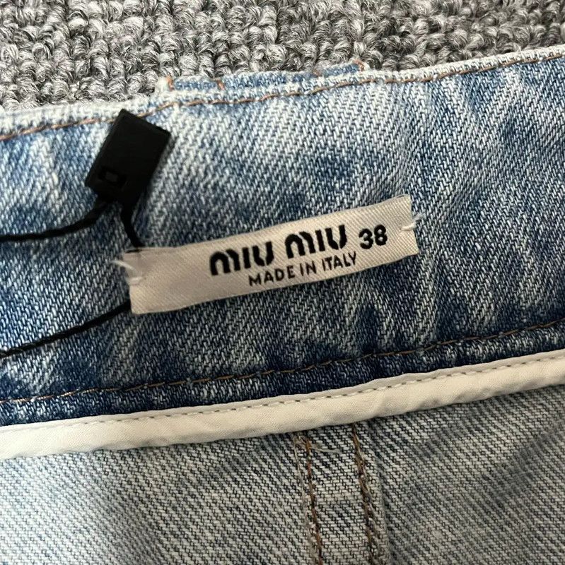 Miu Miu Miu Miu Summer Blue Cotton Skirt 0089 Size 26" / US 2 / IT 38 - 3 Thumbnail