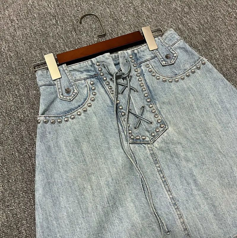 Miu Miu Miu Miu Summer Blue Cotton Skirt 0089 Size 26" / US 2 / IT 38 - 5 Thumbnail