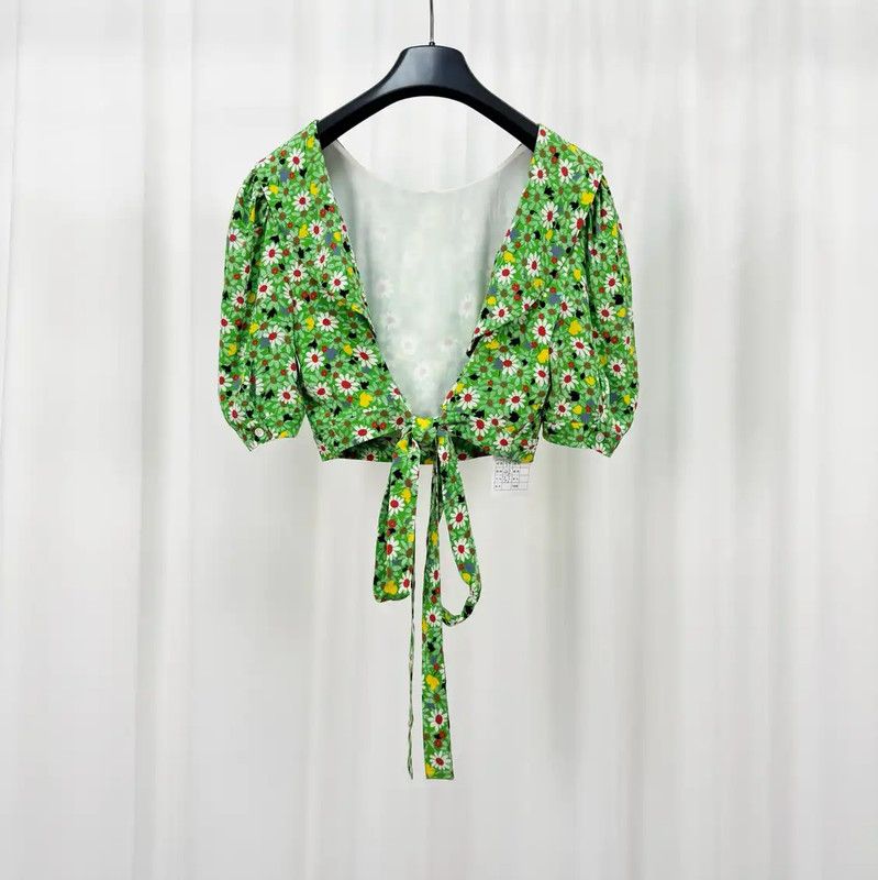 Miu Miu Miu Miu Green Floral Short Sleeve Cardigan 0089 Size S / US 4 / IT 40 - 2 Thumbnail