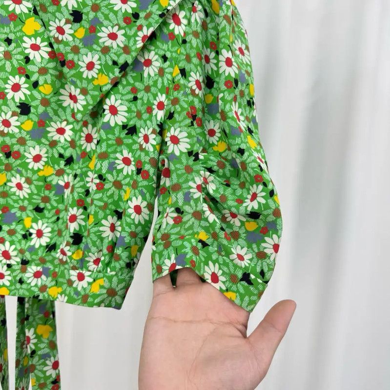 Miu Miu Miu Miu Green Floral Short Sleeve Cardigan 0089 Size S / US 4 / IT 40 - 4 Thumbnail