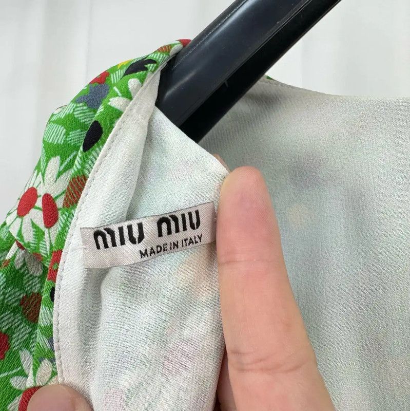 Miu Miu Miu Miu Green Floral Short Sleeve Cardigan 0089 Size S / US 4 / IT 40 - 5 Thumbnail
