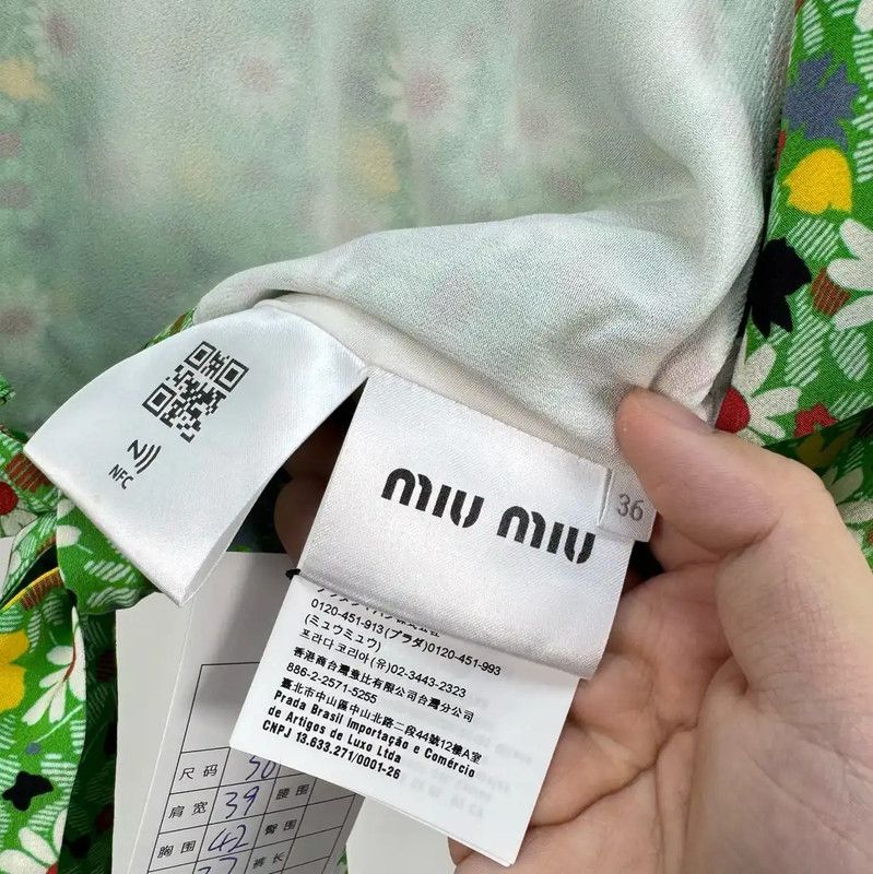 Miu Miu Miu Miu Green Floral Short Sleeve Cardigan 0089 Size S / US 4 / IT 40 - 6 Thumbnail