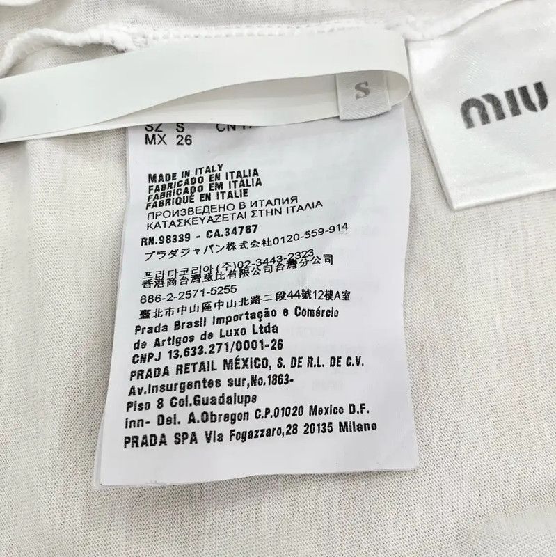 Miu Miu Miu Miu White Cotton Short Sleeve T-Shirt 0089 Size S / US 4 / IT 40 - 8 Thumbnail