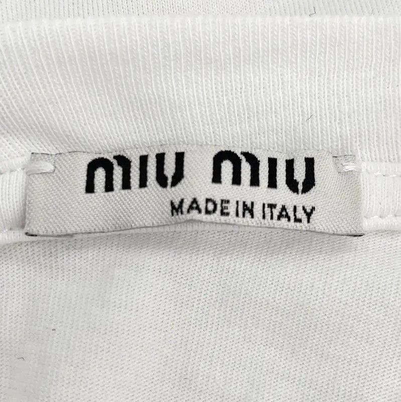 Miu Miu Miu Miu White Cotton Short Sleeve T-Shirt 0089 Size S / US 4 / IT 40 - 7 Thumbnail