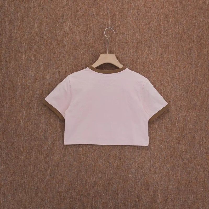 Miu Miu Miu Miu Pink Embroidered Short Sleeve Crop Top 0089 Size L / US 10 / IT 46 - 2 Thumbnail