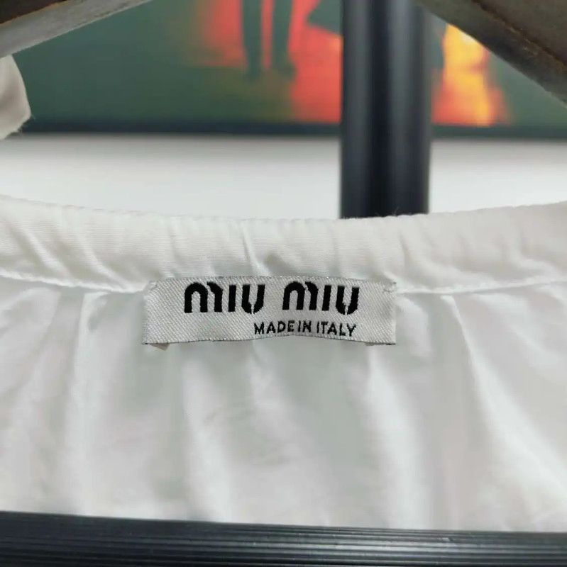 Miu Miu Miu Miu White Cotton Long Sleeve Shirt 0089 Size M / US 6-8 / IT 42-44 - 3 Thumbnail
