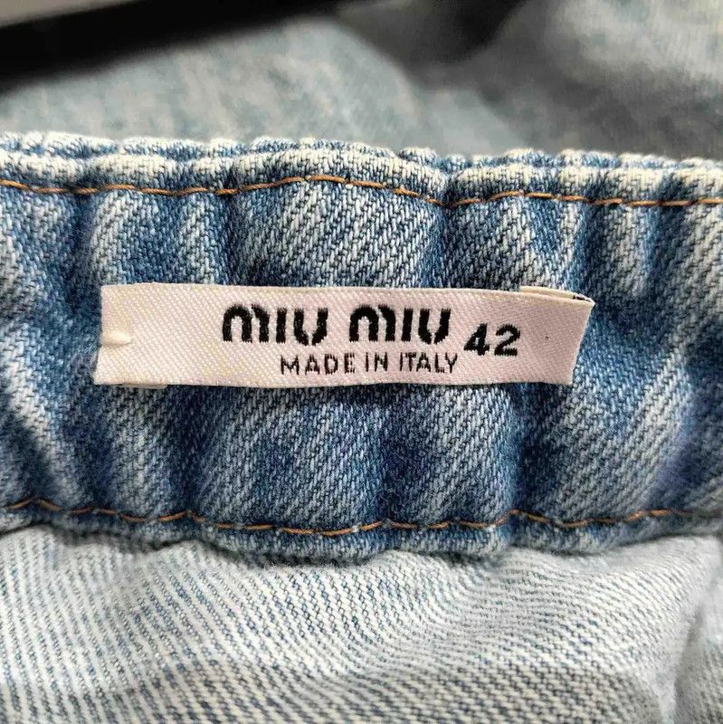 Miu Miu Miu Miu Summer Denim A-Line Skirt for Women 0089 Size 30" / US 8 / IT 44 - 3 Thumbnail