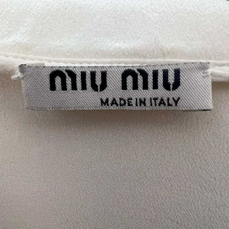 Miu Miu Miu Miu White Silk Blouse with Ruffles 0089 Size M / US 6-8 / IT 42-44 - 5 Thumbnail