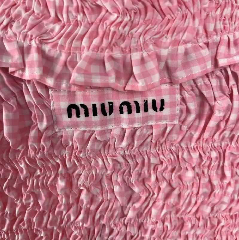 Miu Miu Miu Miu Pink Gingham Short Sleeve T-Shirt 0089 Size M / US 6-8 / IT 42-44 - 3 Thumbnail
