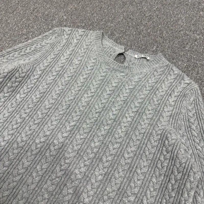 Miu Miu Miu Miu Grey Wool Sweater for Women 0089 Size S / US 4 / IT 40 - 3 Thumbnail