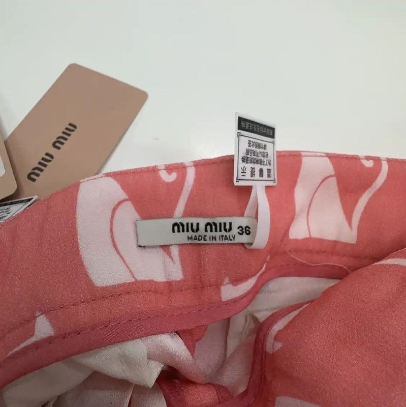 Miu Miu Miu Miu Pink Cat Print Women's Shorts 0089 Size 23" - 5 Thumbnail