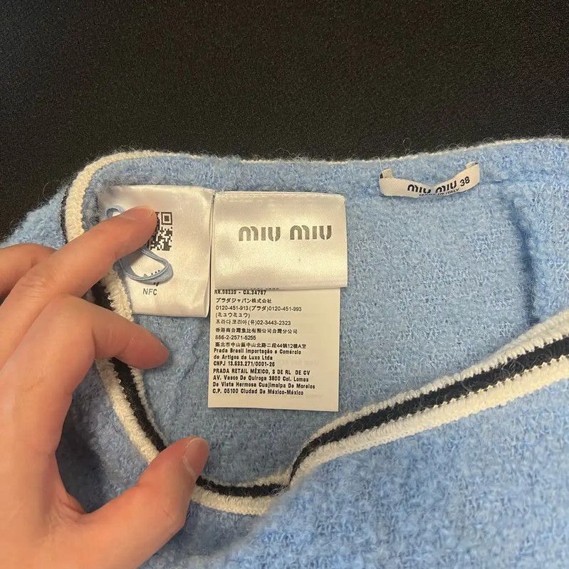 Miu Miu Miu Miu Sky Blue Cotton Skirt 0089 Size 23" - 5 Thumbnail