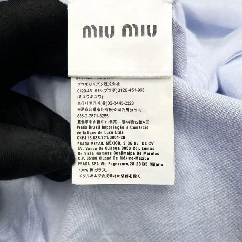 Miu Miu Miu Miu Light Blue Cotton Long Sleeve Shirt 0089 Size L / US 10 / IT 46 - 5 Thumbnail